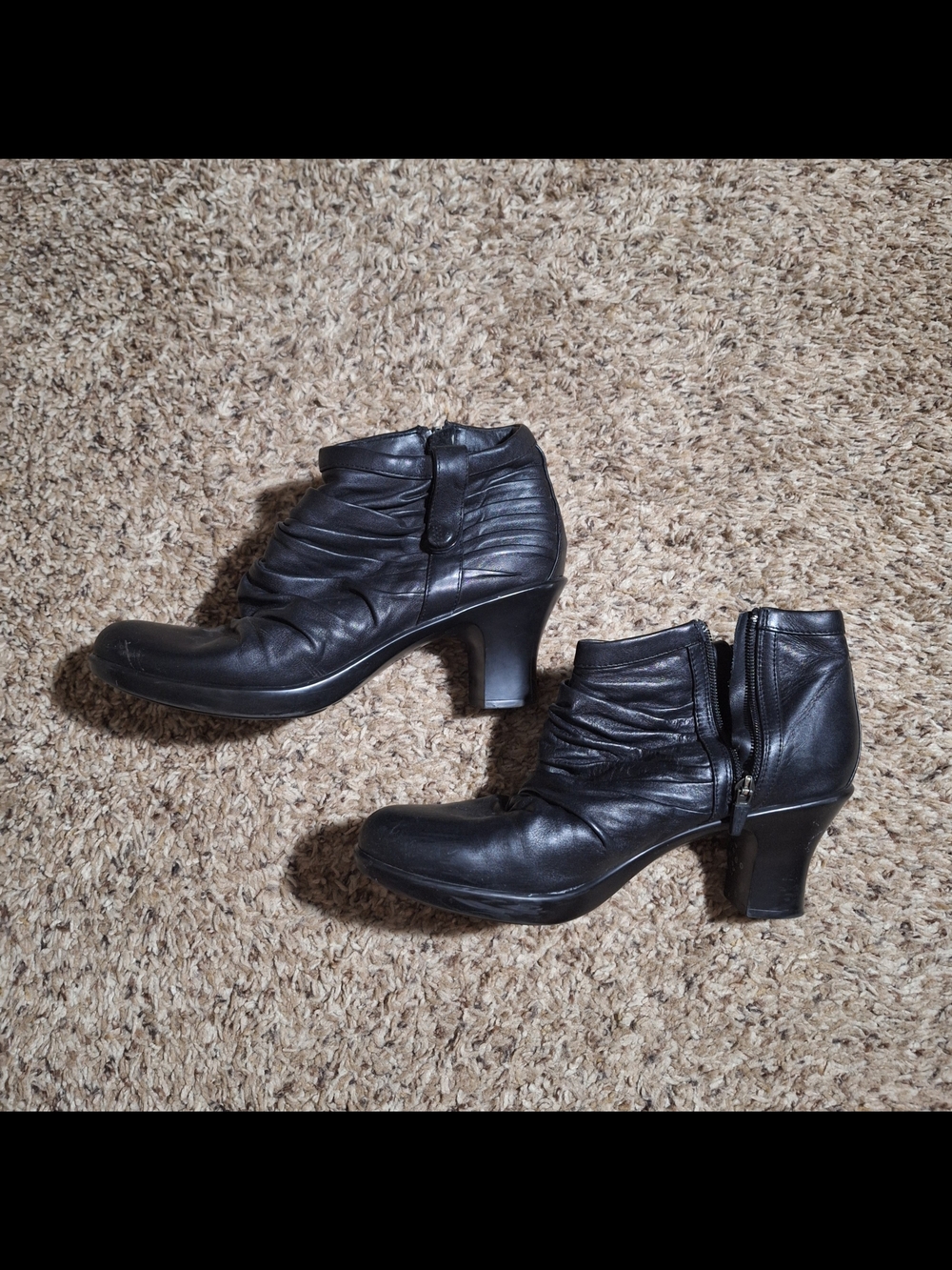 Dansko Buffy Black Ruched Leather Ankle Boots Sz 41/US 10.5-11